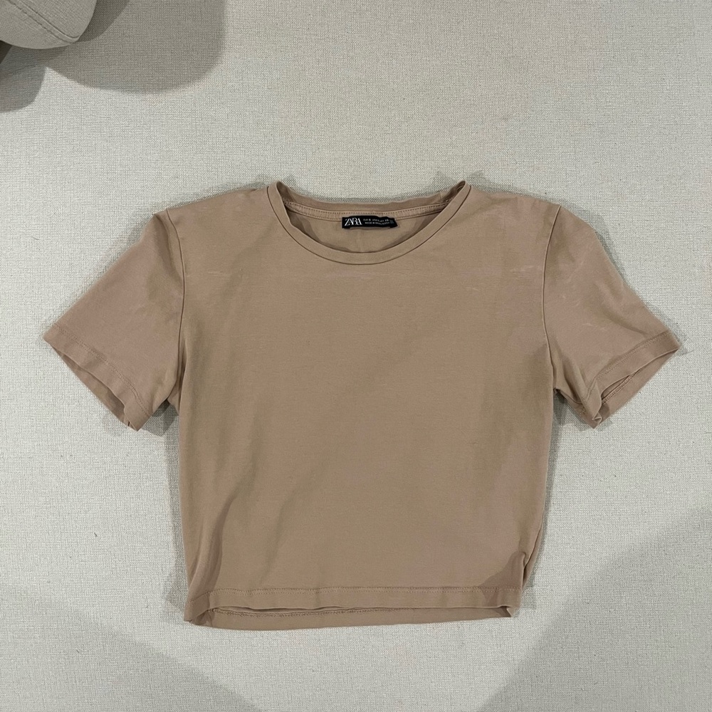 Zara Tan Cropped Tshirt